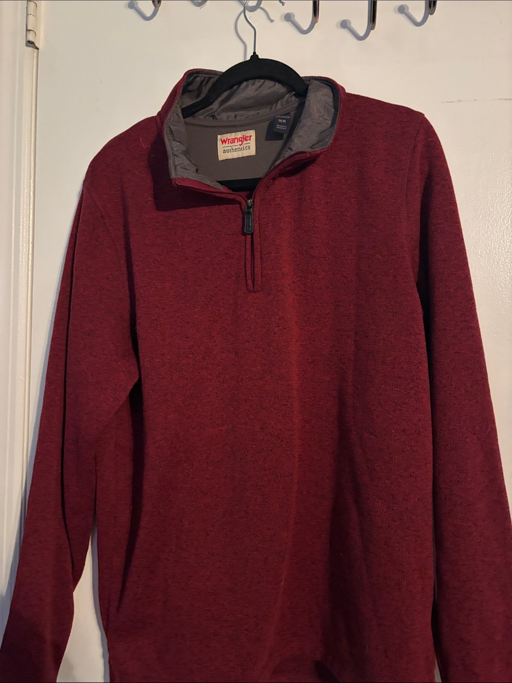 Wrangler Men's Wine Red Quarter-Zip Pullover Sweater